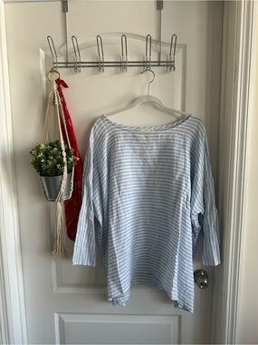 CP Shades Pinstriped Linen Blouse Medium